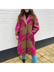 Color Matching Long Sleeve Baggy Long Coat