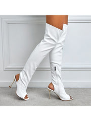 Square Peep Toe Over The Knee Stiletto Boots