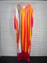 Colorblock Silk Fringe Loose Maxi Dresses