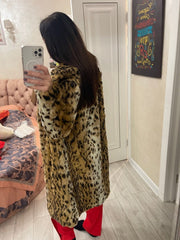 Leopard Faux Fur Loose Long Coat