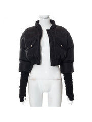 Zipper Patchwork Padded Cropped Coats