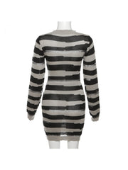 Striped High Rise Bodycon Sweater Dress