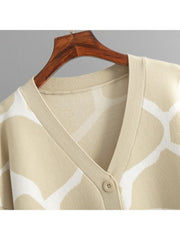 Geometric Pattern Knitting Cardigan Top