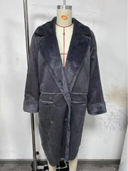 Patchwork Suede Cardigan Blazers Coat