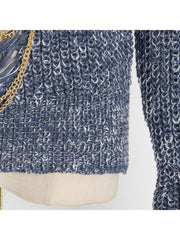 Knitting Hollow Out Chain Patchwork Pullover Sweater