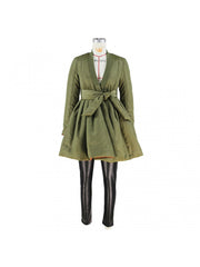 Lace Up High Rise A-line Pleated Coats