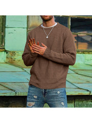 Solid Color Round Neck Knitting Sweatshirts