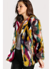 Color Matching Fur Long Sleeve Cardigan