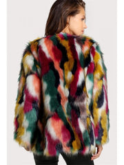 Color Matching Fur Long Sleeve Cardigan