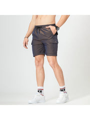 Solid Color Mid-rise Loose Cargo Short Pants