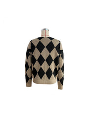 Rhombus Lattice Patchwork Loose Sweater