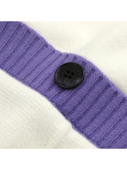 Colorblock Knitting V Neck Pocket Cardigan