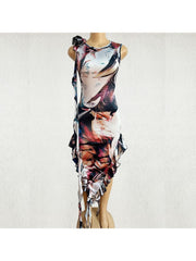 Ruffle Colorblock Sleeveless Maxi Dress