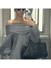 Off Shoulder Knitting Pullover Sweater