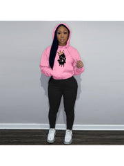 Dollar Printed Pullover Hoodies Trouser Sets
