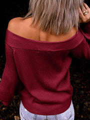 Patchwork Boat Neck Knitting Sweater