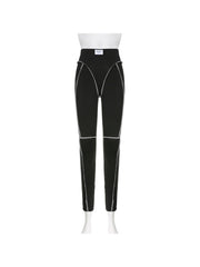 Solid Color High Rise Bodycon Pants