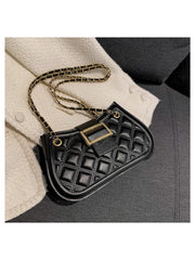 Rhombus Lattice Chain Zipper PU Shoulder Bags