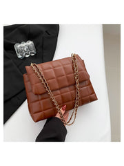 Square PU Chain Zipper Shoulder Bags