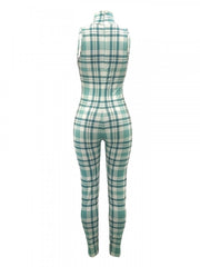 Plaid Mid-rise Fitted Jumpsuit