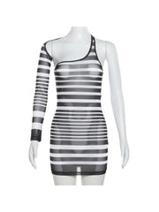 Striped Halter High Rise Mini Dress