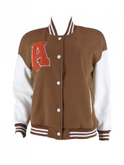 Patchwork Letter Embroidery Clasp Baseball Jacket