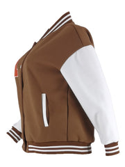 Patchwork Letter Embroidery Clasp Baseball Jacket