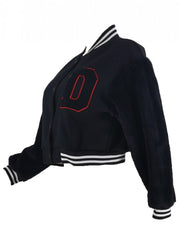 Letter Embroidery Clasp Baseball Jacket