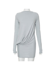Ruched Stacked Pullover Long Sleeve Dress