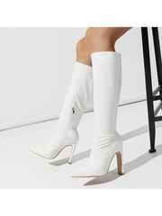 Solid Color Pointed Toe Heels Boots