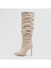 Ruched Pointed Toe Heels Boots