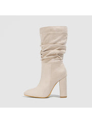 Ruched Solid Color Office Lady Boots