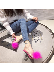 Fluff Solid Color Pointed Sandals