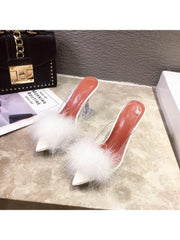 Fluff Solid Color Pointed Sandals