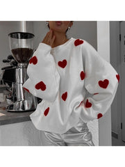 Heart Embroidery Knitting Loose Sweater