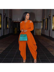 Solid Color High Rise Loose Jumpsuit