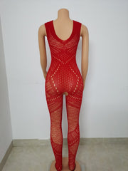 Hollow Out See Through Sleeveless Jumpsuit