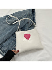 Colorblock Heart PU Tote  Shoulder Bags