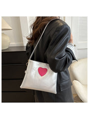 Colorblock Heart PU Tote  Shoulder Bags