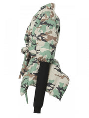 Camouflage Patchwork Tie-wrap Padded Coats