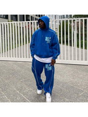 Letter Pattern Hooded Loose Long Suit