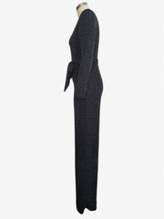 Sequin V Neck Long Sleeve Jumpsuit