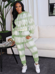 Striped High Rise Loose Hoodies Trouser Sets
