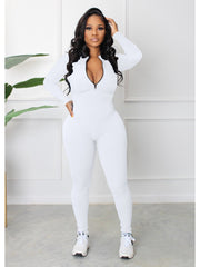 Solid Color High Rise Skinny Jumpsuit