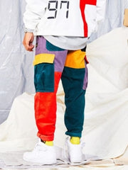 Corduroy Embroidery Contrast Color Cargo Pant