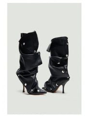 Ruched Clasp Detachable Pointed Boots