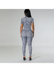 Colorblock Snake Print Bodycon Jumpsuits