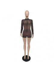 See Through Zipper Bodycon Rompers