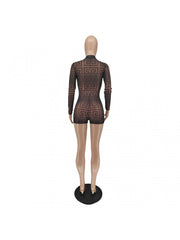 See Through Zipper Bodycon Rompers