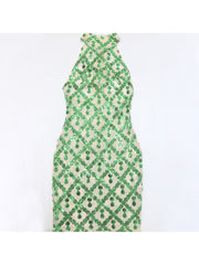 Sequin Patchwork Gauntlet Sleeve Dresses